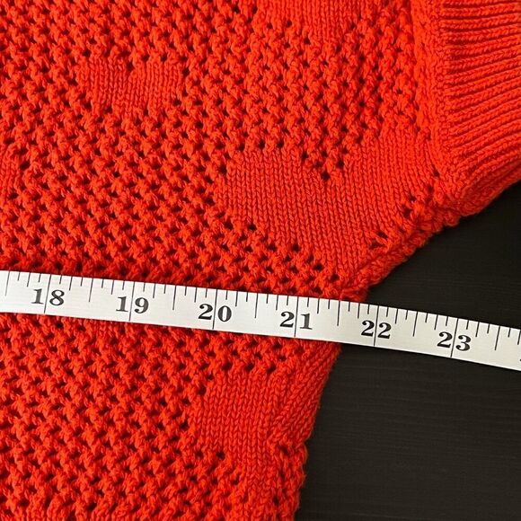 H&M Womens Top Size XL Red Chunky Open Knit Hearts Sleeveless High Low Hem - Picture 10 of 11